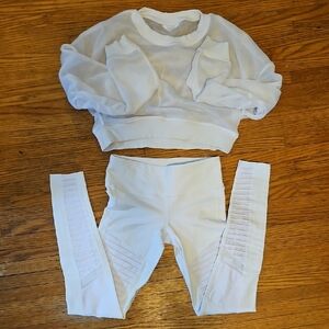ALO Yoga Womens White Leggings Set X Small